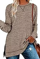 SMENG Pullover & Strickmode SMENG Shirts Damen Pullover Langarmshirt Farbblock Tops Rundhals Damen Pullover