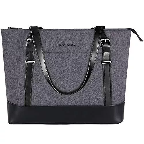 KROSER Taschen & Rucksäcke KROSER Laptop Damen Handtasche Schwarz Handtaschen Elegant Taschen Frauen Handtaschen 15,6 Zoll Große Leichte Nylon Stilvolle Handtasche mit USB-Ladeanschluss für Business/Schule/Reisen-MEHRWEG