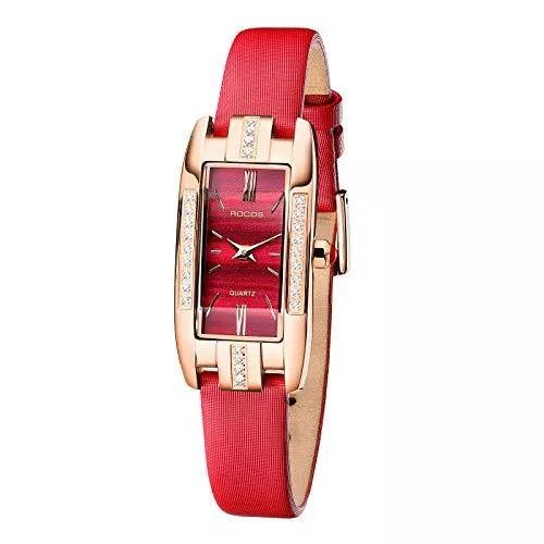 JOESD Uhren Damen Armbanduhr Quadratische Quarz Uhr mit Grünes Zifferblatt Klein Damen Analoguhr mit Schmuck