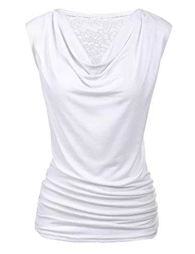 Pinspark Ärmellose Blusen Pinspark Elegante Oberteile Damen Falten Tops V-Ausschnitt Kurzarm Bluse Sommer Stretch Tunika