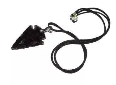 PIERRETOILES Schmuck Halskette Pfeilspitze aus Obsidian (Game of Throne), 4 cm, Arrow schwarz und silber, mit Lederband