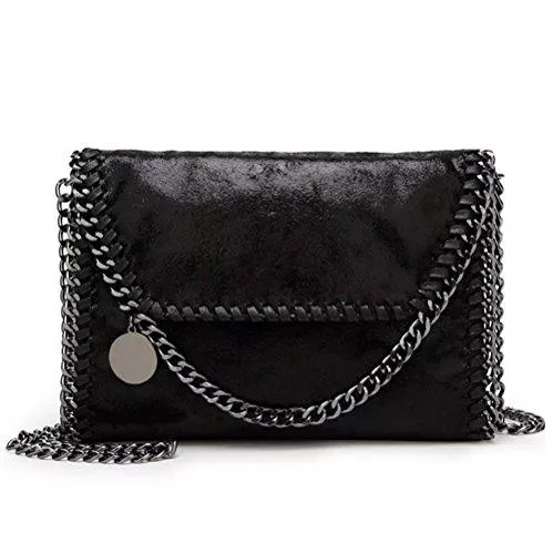 Valleycomfy Taschen & Rucksäcke Valleycomfy Damen Handtaschen Clutches Elegante Schultertasche Metallic Kette Riemen PU Leder Cross Body Taschen Handtasche