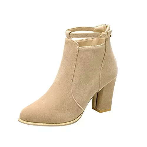 Binggong Stiefel Binggong Stiefeletten Damen Spitze Blockabsatz Chelsea Boots Stiefel Flandell High Heels Damenstiefel Schöne Stiefelette Elegante Damenschuhe Schlupfstiefel Damen Pumps Halbstiefel