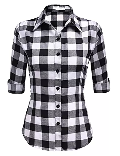 UNibelle Langarmblusen UNibelle Damen Bluse taillierte Hemdbluse 3/4 Ärmel Blusedamen Arbeitshemd Basichemd Businesshemd Freizeit Beruf