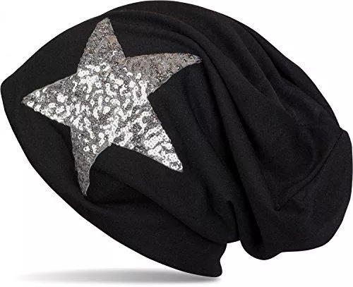 styleBREAKER Hüte & Mützen styleBREAKER Beanie Mütze mit Pailletten Stern, Slouch Longbeanie, leicht, Damen 04024067