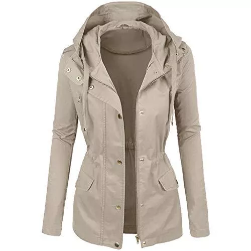 LOPILY Jacken LOPILY Jacke Damen Atmungsaktiv Winddicht Windjacke 50 48 Tallierte Windbreaker mit Elastischer Gurtel Kapuzenjacke Ultraleichte Outdoorjacke für Camping Wandernjacke Winddicht (,)