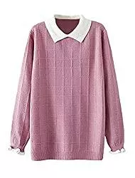 Minibee Pullover & Strickmode Minibee Damen Pan-Kragen Strickpullover Casual Pullover Sweatshirt