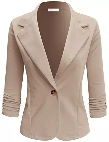 ELF FASHION Blazer Damen Blazer mit Rüschen, 3/4-Ärmel, vorne offen, Übergröße (Größe S ~ 3XL)