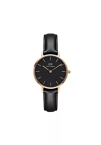 Daniel Wellington Uhren Daniel Wellington Petite Sheffield, Schwarz/Roségold Uhr, 28mm, Leder, für Damen