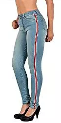 ESRA Jeans ESRA Damen Jeans Skinny Streifen Jeanshose Damen mit Seitenstreifen Highwaist bis Übergröße J330