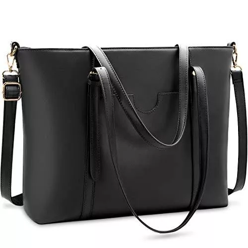 NUBILY Taschen & Rucksäcke NUBILY Handtasche Shopper Damen Groß 15.6 Zoll PU Leder Shopper Schwarz Laptop Umhängetasche Gross Business Aktentasche Frauen Retro Schule Taschen