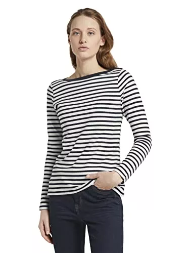 TOM TAILOR Langarmshirts TOM TAILOR Denim Damen Striped Longsleeve T-Shirt