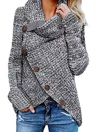 GOSOPIN Strickjacken GOSOPIN Damen Pullover lose Pullis Langarm Oberteil Rollkragen Outwear S-XXL