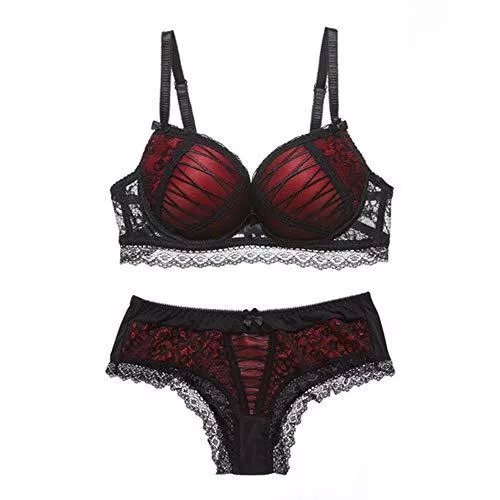 SHEKINI Unterwäsche & Dessous SHEKINI Damen Bügel BH Set Spitze BH und Slip Push Up BH Set Lingerie Set mit Hakenverschluss und Verstellbare Träger