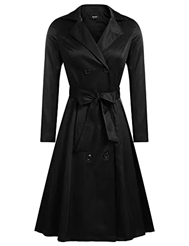 Zeagoo Mäntel Zeagoo Damen Trenchcoats Zweireihiger Langer Mantel mit Gürtel
