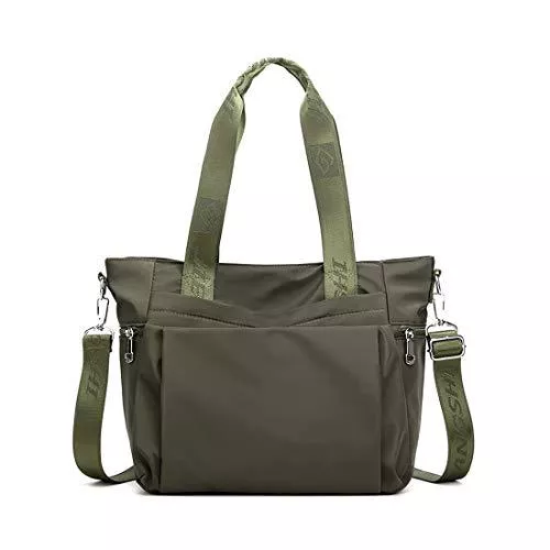 YANAIER Taschen & Rucksäcke YANAIER Damen Handtaschen Schultertasche Wasserdicht Nylon Casual Multifunktionale Umhängetaschen Damen Hobos Schultertasche Shopper Tasche Armeegrün