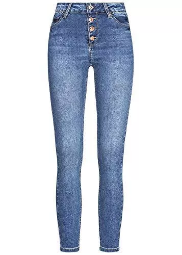 Nina Carter Jeans Nina Carter Art: P075 Damen Skinny Fit Jeans Hose HIGH Waist Jeanshosen mit 5 knöpfen