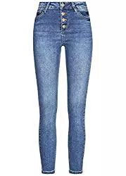 Nina Carter Jeans Nina Carter Art: P075 Damen Skinny Fit Jeans Hose HIGH Waist Jeanshosen mit 5 knöpfen