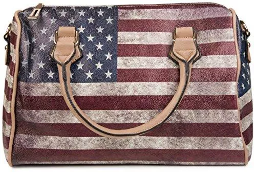 styleBREAKER Taschen & Rucksäcke styleBREAKER USA Vintage Handtasche im Stars &amp; Stripes Design, Bowling Tasche, Henkeltasche, Damen 02012014