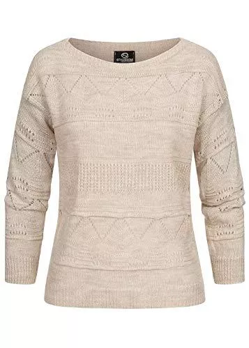 Styleboom Fashion® Pullover & Strickmode Styleboom Fashion® Damen U-Boot Strickpullover mit Lochmuster