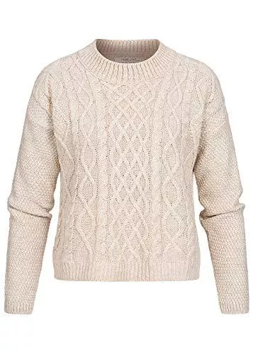 Hailys Pullover & Strickmode Hailys Damen High-Neck Strickpullover m. Flechtmuster beige