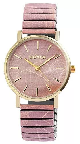 Raptor Uhren Raptor Colorful Edition Ø36mm Damen-Uhr Zugband Edelstahl Motiv Bunt Print Analog Quarz