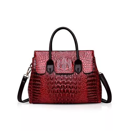 NICOLE & DORIS Taschen & Rucksäcke NICOLE & DORIS Taschen Handtaschen designer taschen Krokodil Top umhängetasche luxuriöse ledertasche damen PU Leder Weinrot