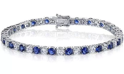 Ultimate Metals Co. Schmuck Metal Masters Co.® Sterling Silber Ewigkeit Tennis Armband mit blau saphir rundschnitt zirkonia, 10 TCW 4mm 18.4CM