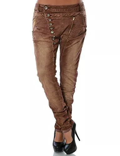 Daleus Jeans Daleus Damen Boyfriend Jeans Hose Reißverschluss Knopfleiste Stretch DA 14145