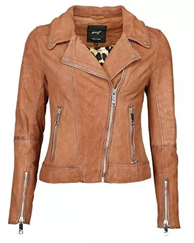Maze Jacken Maze Damen Biker Lederjacke Mit Leoprintfutter Romie