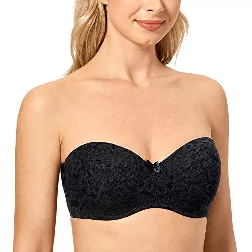 DELIMIRA Unterwäsche & Dessous DELIMIRA Damen Trägerloser BH - Floral Spitze,Gemoldete Cups Mit Bügel Multiway BH