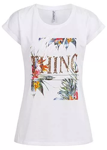 Seventyseven Lifestyle T-Shirts Seventyseven Lifestyle Damen T-Shirt Good Thing Sequins Shirt Weiss Kupfer Multicolor