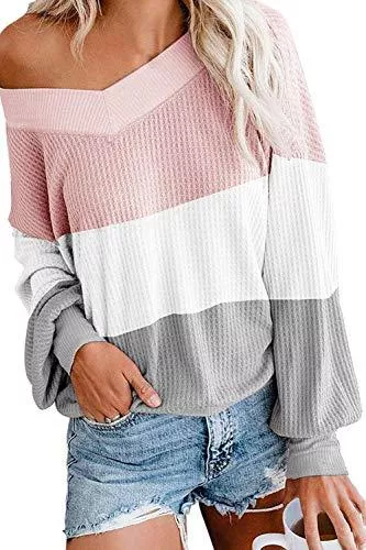 Viottiset Strickjacken Viottiset Damen Oberteile Strick V-Ausschnitt Locker Langarmshirts