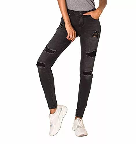 Nina Carter Jeans Nina Carter P100 Damen Skinny Fit Jeanshosen HIGH Waist Destroyed-Effekten Jeans Used-Look Waschungseffekt