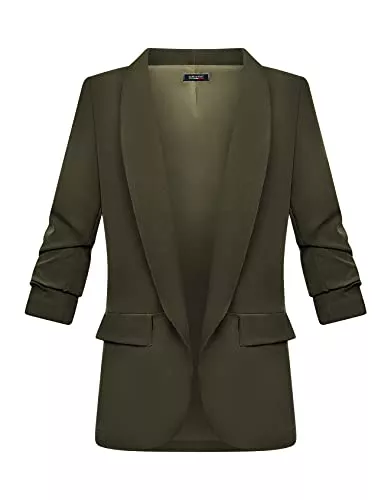 Zarlena Blazer Zarlena Damen Blazer 3/4-Ärmel elegant lang Reverskragen Jacke Sakko Anzug
