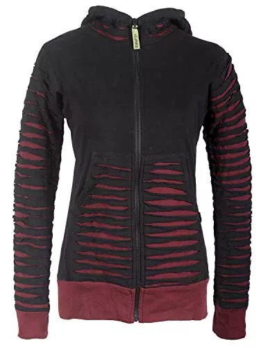 Vishes Kapuzenpullover Vishes - Alternative Bekleidung - Damen Patchworkjacke Kapuzenjacke Hoodie Baumwolle Cutwork Streifen