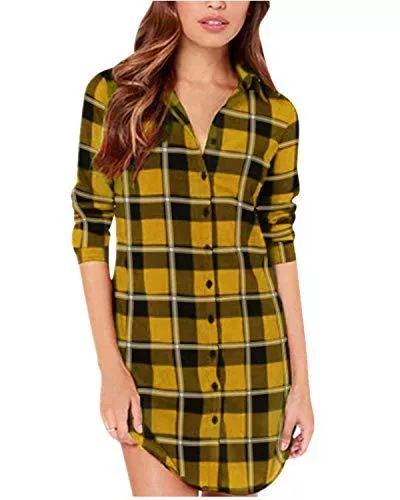 ZANZEA Langarmblusen ZANZEA Bluse Damen Langarm Kariert Casual Elegant Hemdbluse Button Down Oberteile Tunika Shirt