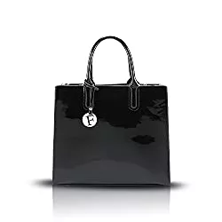 Tisdaini Taschen & Rucksäcke Tisdaini® Damenhandtaschen Mode große Schultertaschen Lackleder Shopper Umhängetaschen Schwarz