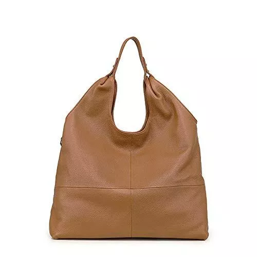 Beylasita Taschen & Rucksäcke Beylasita Damen Ledertasche Handtasche große Schultertasche aus weichem echtem Leder Hobo Beuteltasche Tote Shopper (Braun)