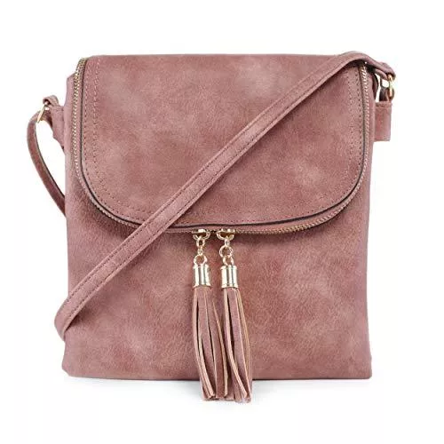 SG SUGU Taschen & Rucksäcke SG SUGU Damen Fashion Umhängetasche aus veganem Leder mit doppelter Quaste