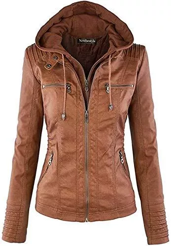 Newbestyle Jacken Newbestyle Jacke Damen Lederjacke Frauen Kunstlederjacke Damen mit Zip