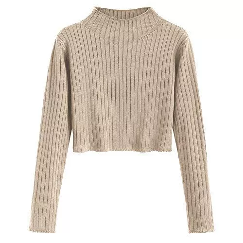 ZAFUL Pullover & Strickmode ZAFUL Damen Solide Lange Ärmel Crop Sweater Pullover