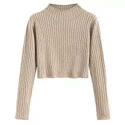 ZAFUL Pullover & Strickmode ZAFUL Damen Solide Lange Ärmel Crop Sweater Pullover