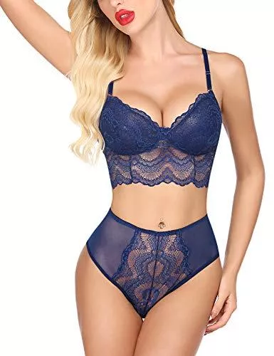Avidlove Unterwäsche & Dessous Avidlove Damen-Dessous-Set, Spitze, Blumen, Bralette und hohe Taille, Höschen