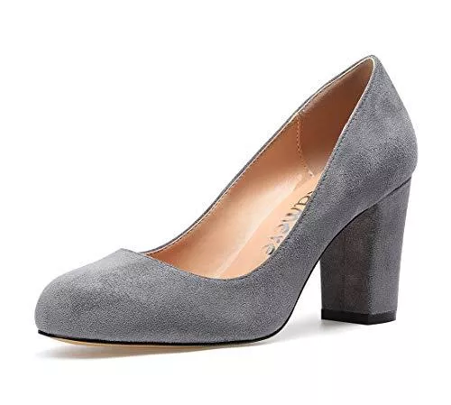 CASTAMERE High Heels CASTAMERE Damen High Heels Runde Zehen Partie Pumps Blockabsatz 8CM