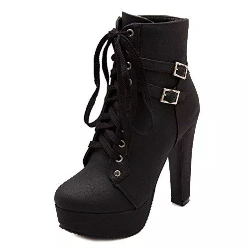 Smilice Stiefel Smilice Damen Stiefeletten mit Absatz Plateau Stiefeletten mit Nieten