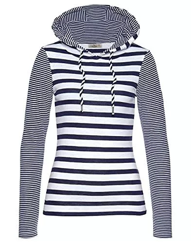 ELFIN Kapuzenpullover ELFIN Damen Kapuzenpullover Gestreiftes Langarm Hoodie Casual Oberteil Tops für Herbst Winter