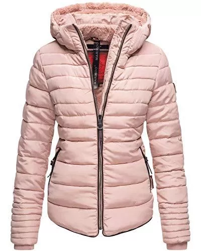 Jacken MARIKOO Damen Winter Jacke Steppjacke Stehkragen Teddyfell warm gefüttert B354