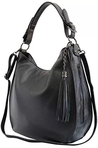 AmbraModa Taschen & Rucksäcke AmbraModa Italiensche Damenhandtasche Schultertasche Hobo Bag aus Echtleder GL027
