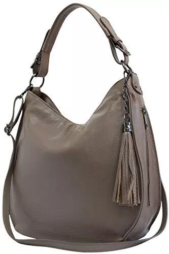 AmbraModa Taschen & Rucksäcke AmbraModa Italiensche Damenhandtasche Schultertasche Hobo Bag aus Echtleder GL027
